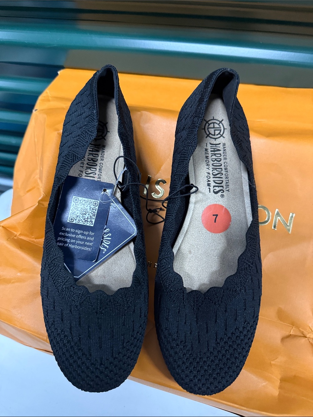 Harborsides Black Knit Memory Foam Slip-On Flats